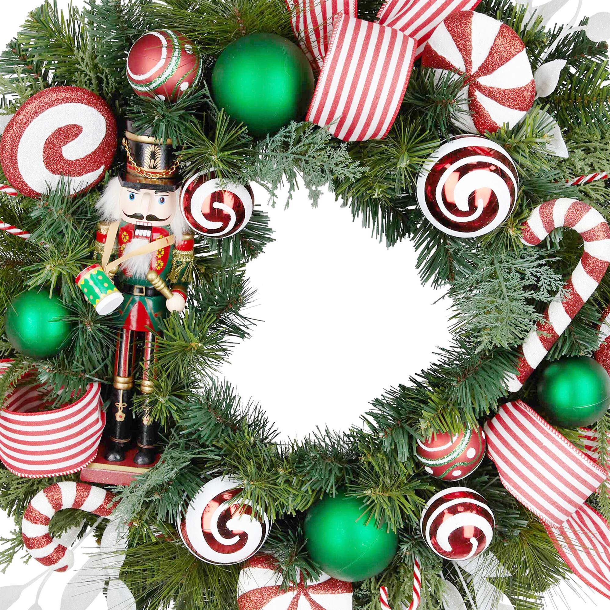 26" Nutcracker & Peppermint Wreath by Ashland®